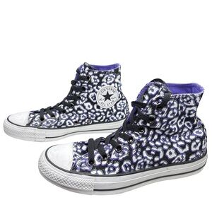 Converse Black, Purple and White Sneakers animal print Vibrant Purple Lining 6.5